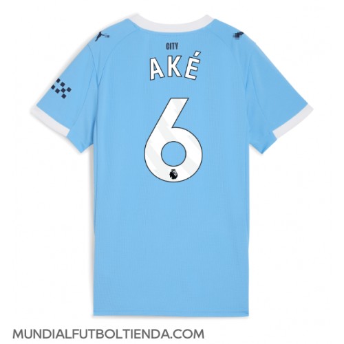 Camiseta Manchester City Nathan Ake #6 Primera Equipación Replica 2025-26 para mujer mangas cortas